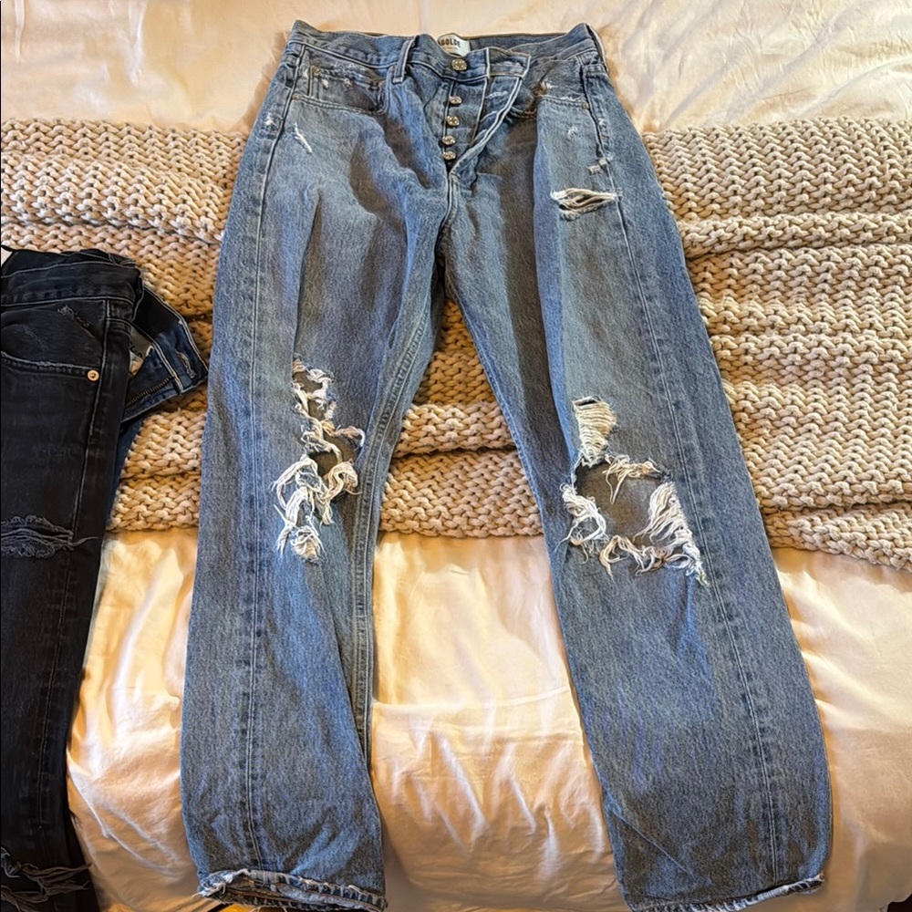 Agolde Women's Straight Leg Jeans - Distressed Blue